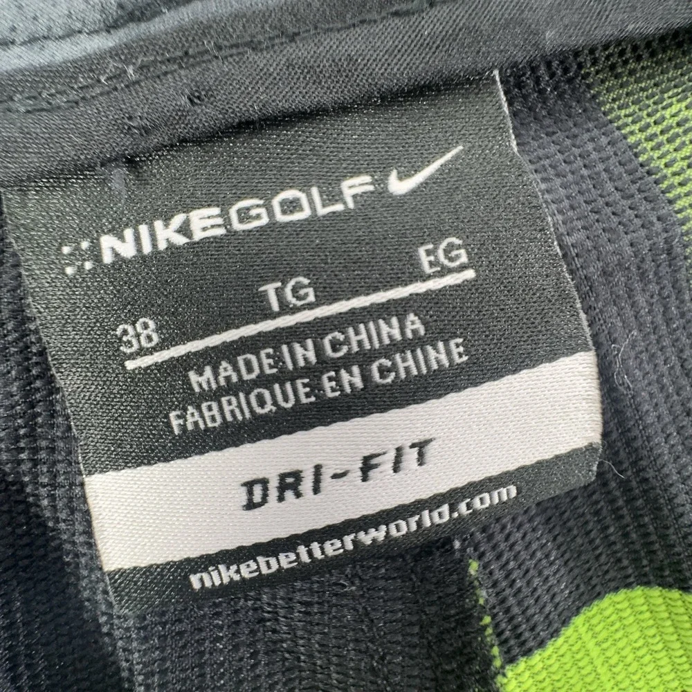 Nike Men's Dri-Fit Golf Shorts Size 38. Black Neon Green Plaid Polyester EUC